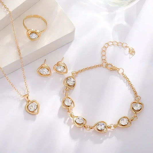 Full Set Gold Heart Shaped Jewelry