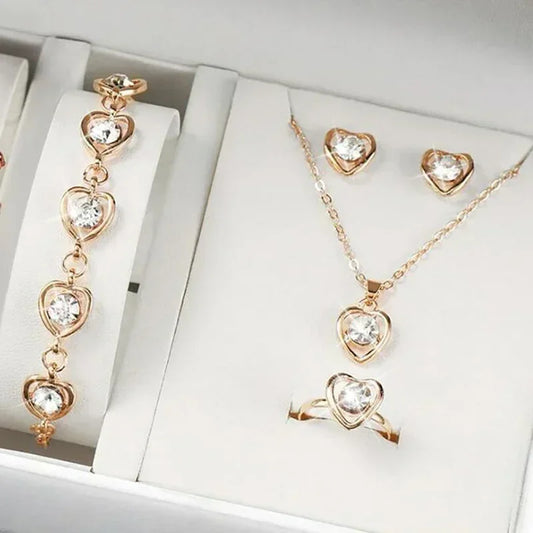 Full Set Gold Heart Shaped Jewelry